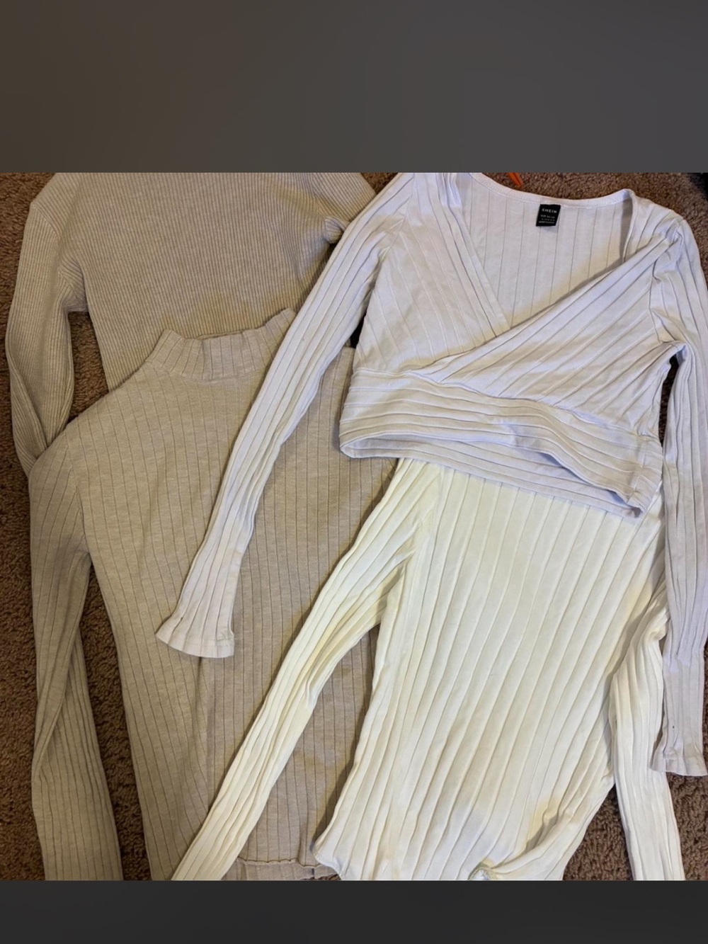 Ribbed Knit Tops Bundle in Cream & Beige